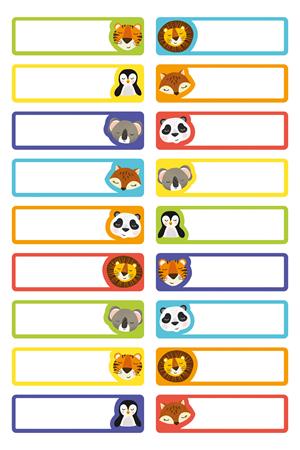 Ruhacímke, műanyag, iskolai, 45x13 mm, kézzel írható, AVERY ZWECKFORM, állatos, 36 címke/csomag